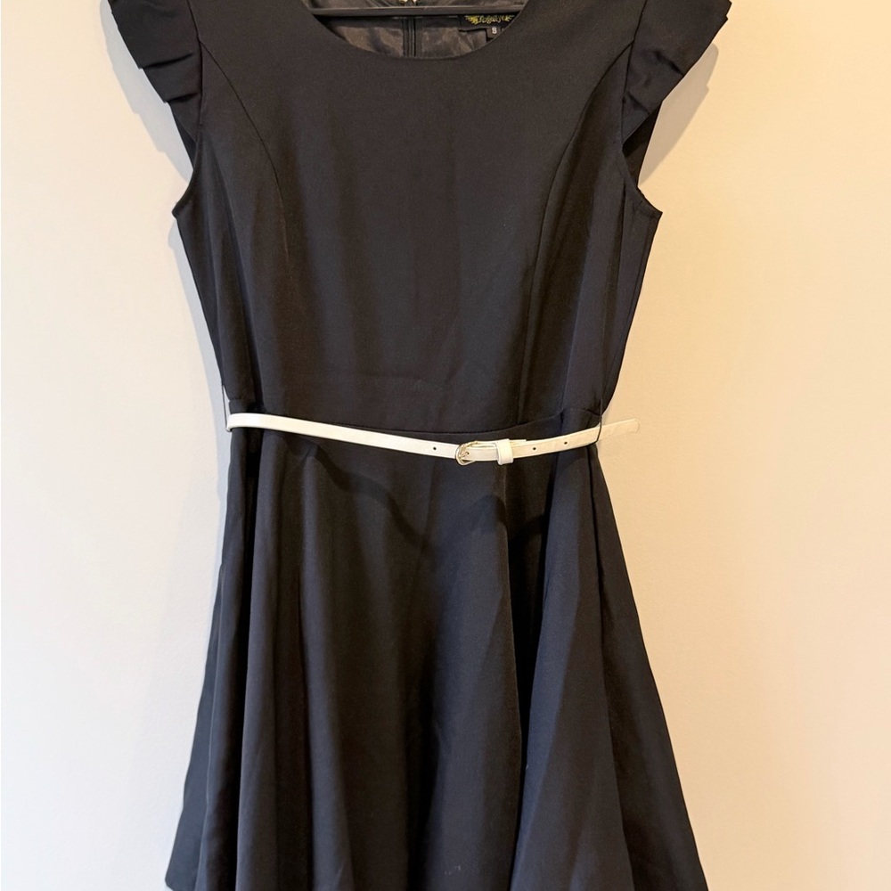 Angel Chic Black Mini Dress with Cream Accent Layer